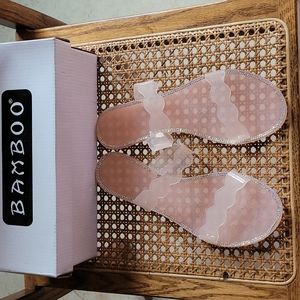 Brand New Jelly Rhinestone slides size 10 wedding day!